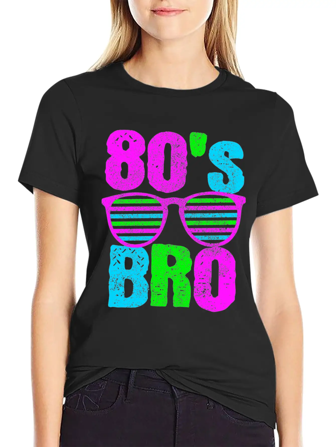 80s Bro - Retro Sunglasses Neon Disco Stylish Everyday T-Shirt – Unisex Basic Cotton Tee