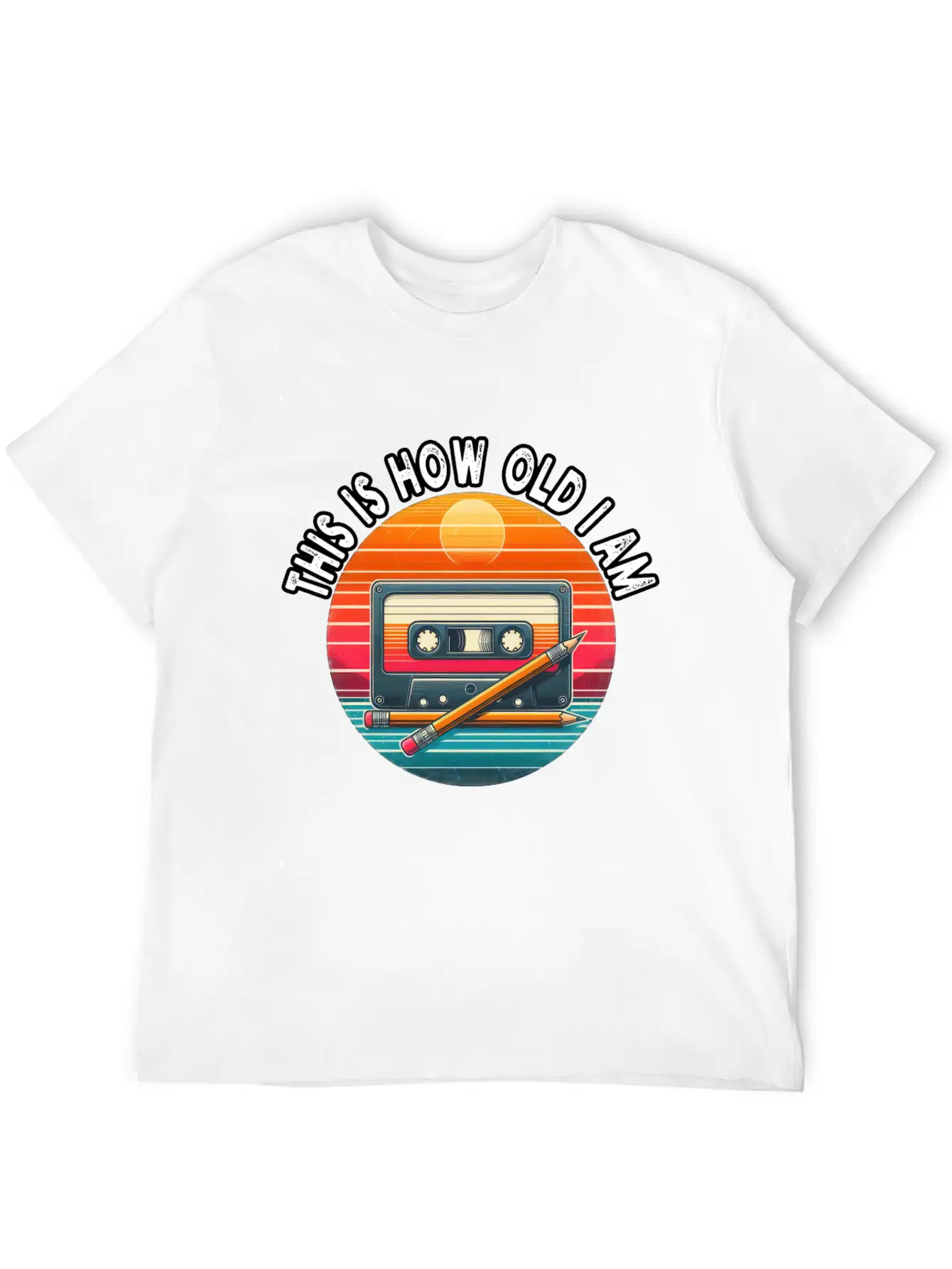 80s Cassette Tape With Pencil,This Is How Old I Am Essential Cotton Tee For Daily Outfits – Unisex Style