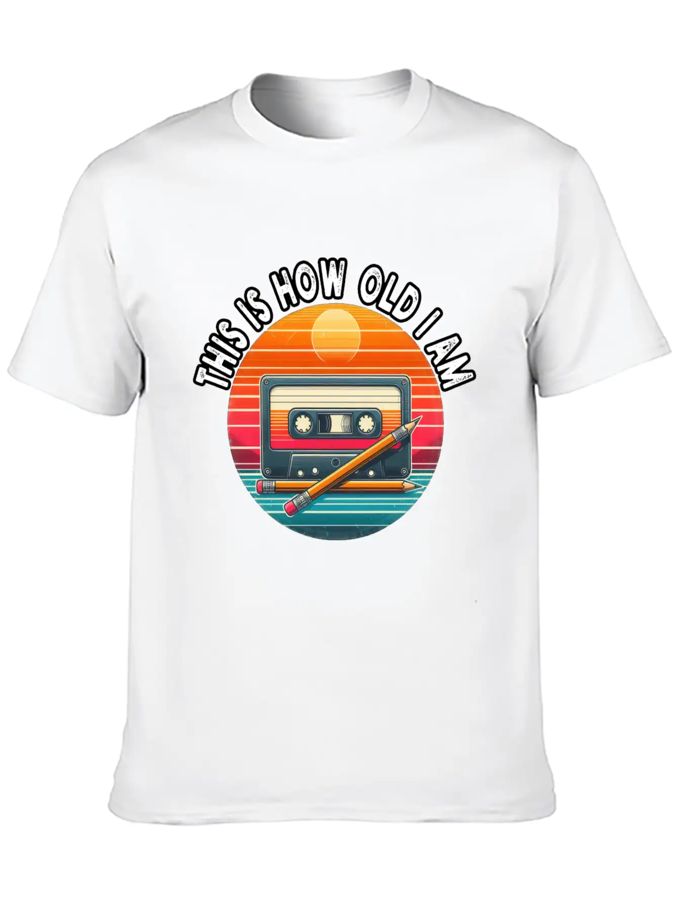 80s Cassette Tape With Pencil,This Is How Old I Am Essential Cotton Tee For Daily Outfits – Unisex Style