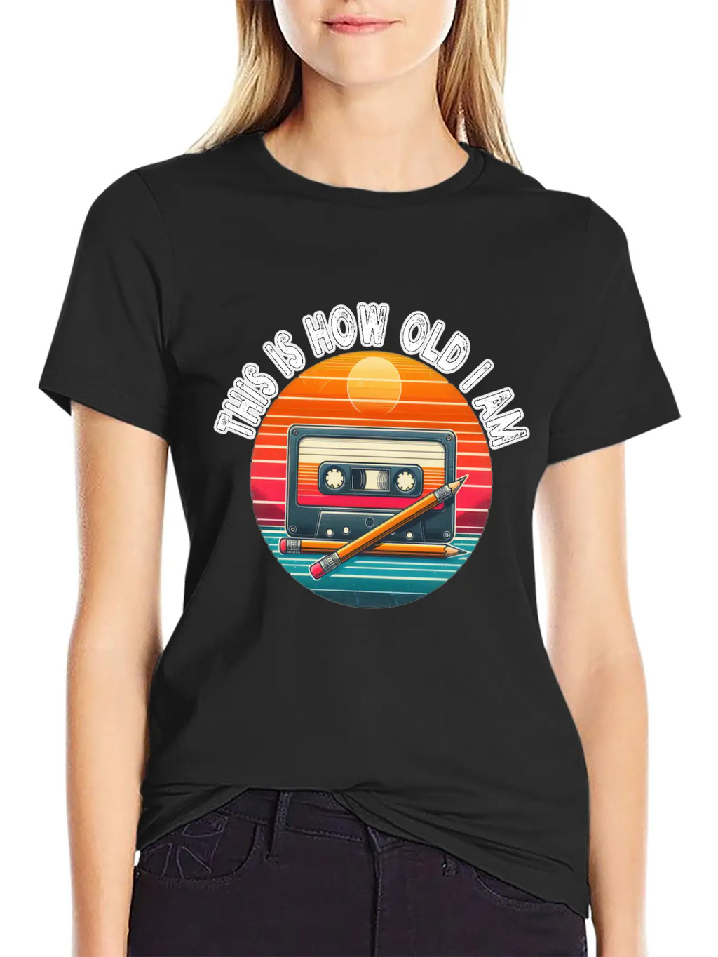 80s Cassette Tape With Pencil,This Is How Old I Am Essential Cotton Tee For Daily Outfits – Unisex Style
