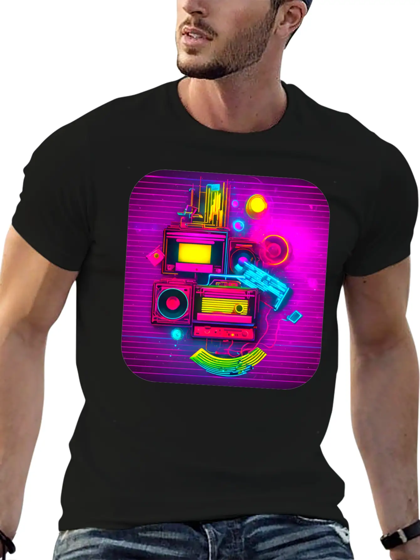 80s Retro Vintage Party Radio Stylish Everyday T-Shirt – Unisex Basic Cotton Tee