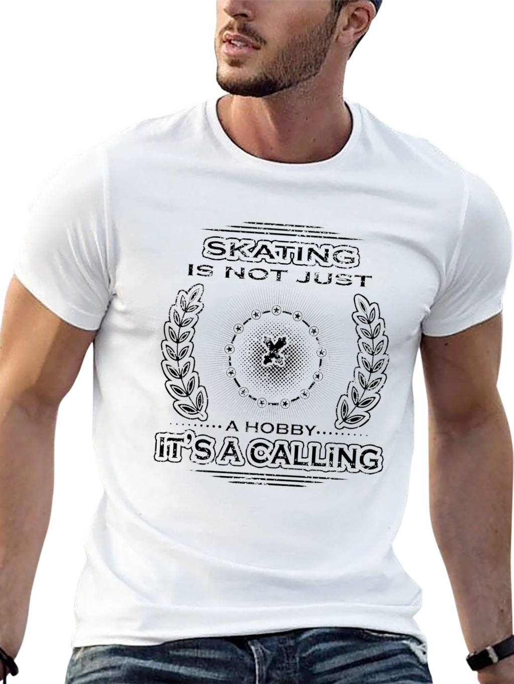 Skating Calling Graphic Tee - Black