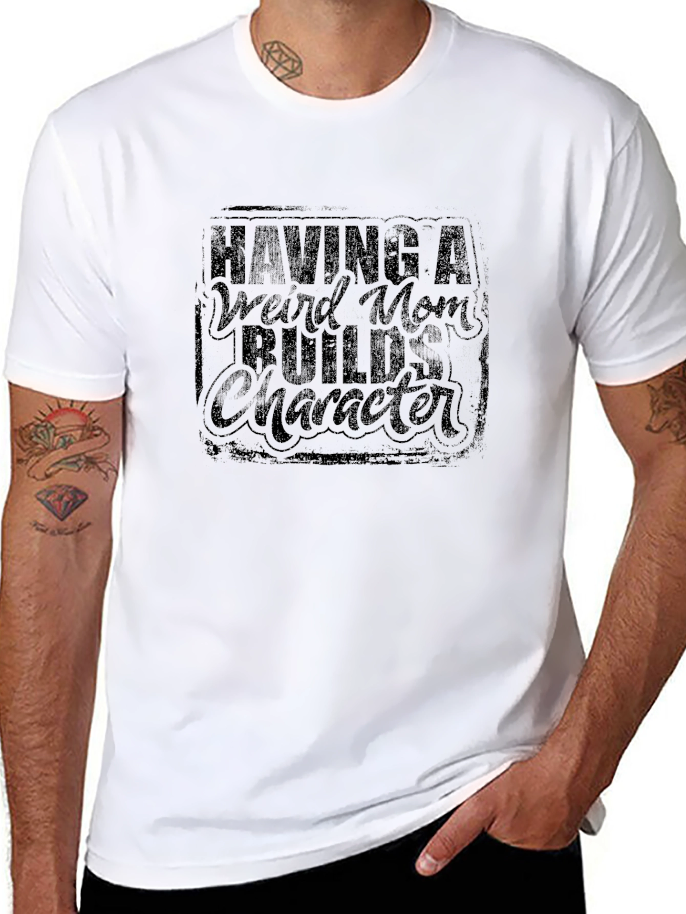 Weird Mom Builds Character Black Graphic Tee