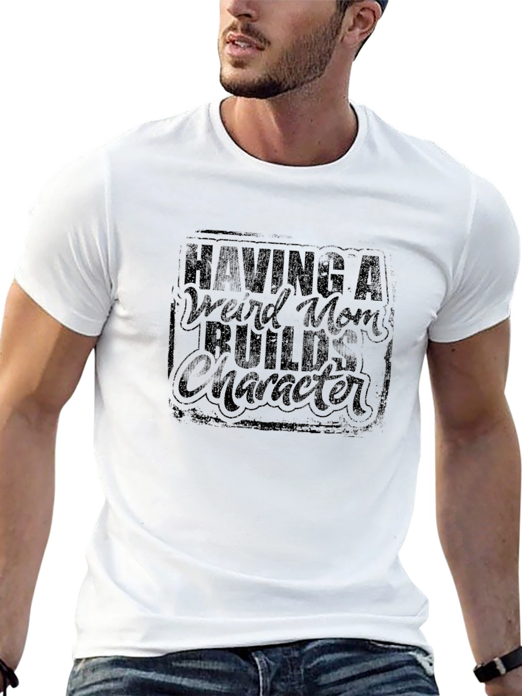 Weird Mom Builds Character Black Graphic Tee