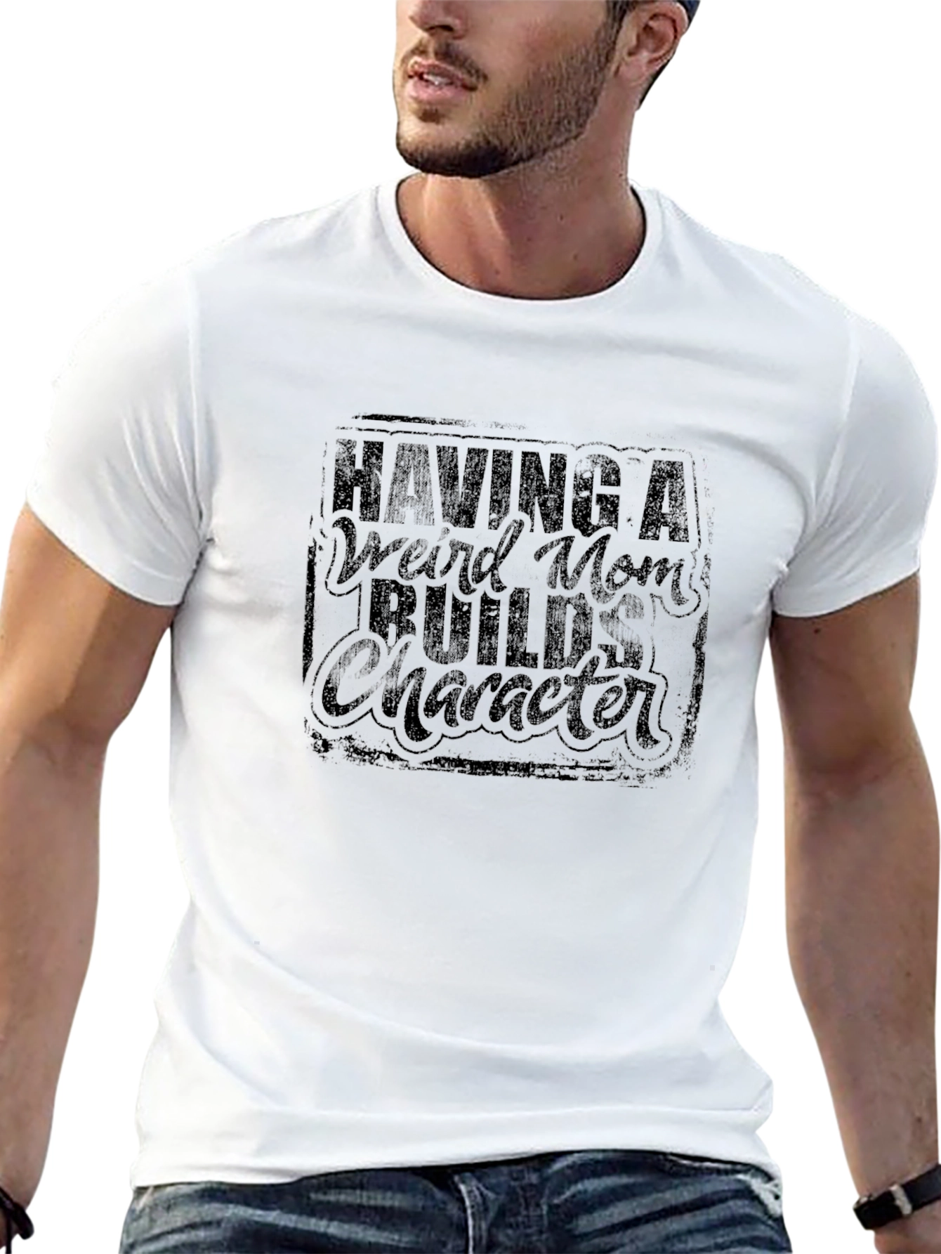 Weird Mom Builds Character Black Graphic Tee