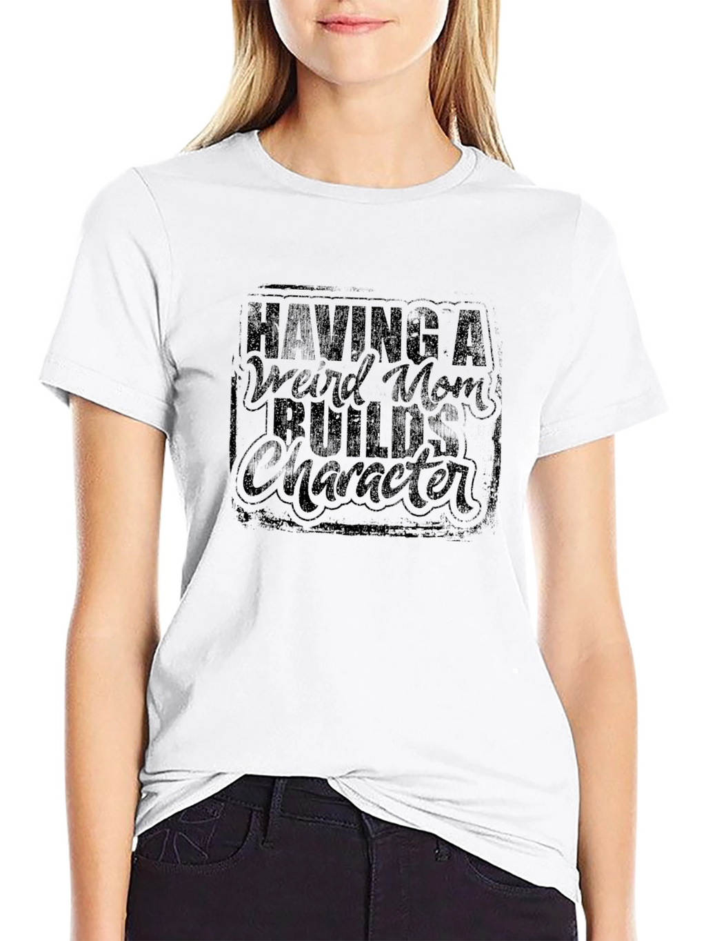 Weird Mom Builds Character Black Graphic Tee