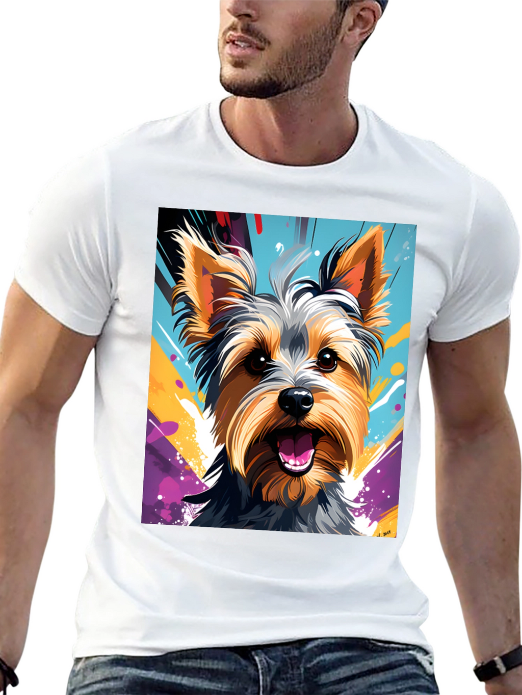 Yorkie Dog Art Graphic T-Shirt