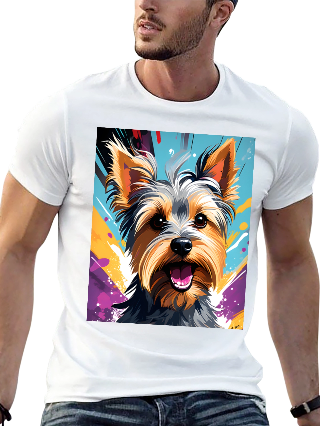 Yorkie Dog Art Graphic T-Shirt