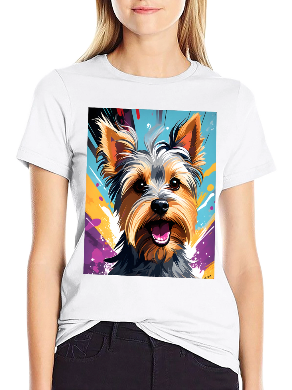 Yorkie Dog Art Graphic T-Shirt