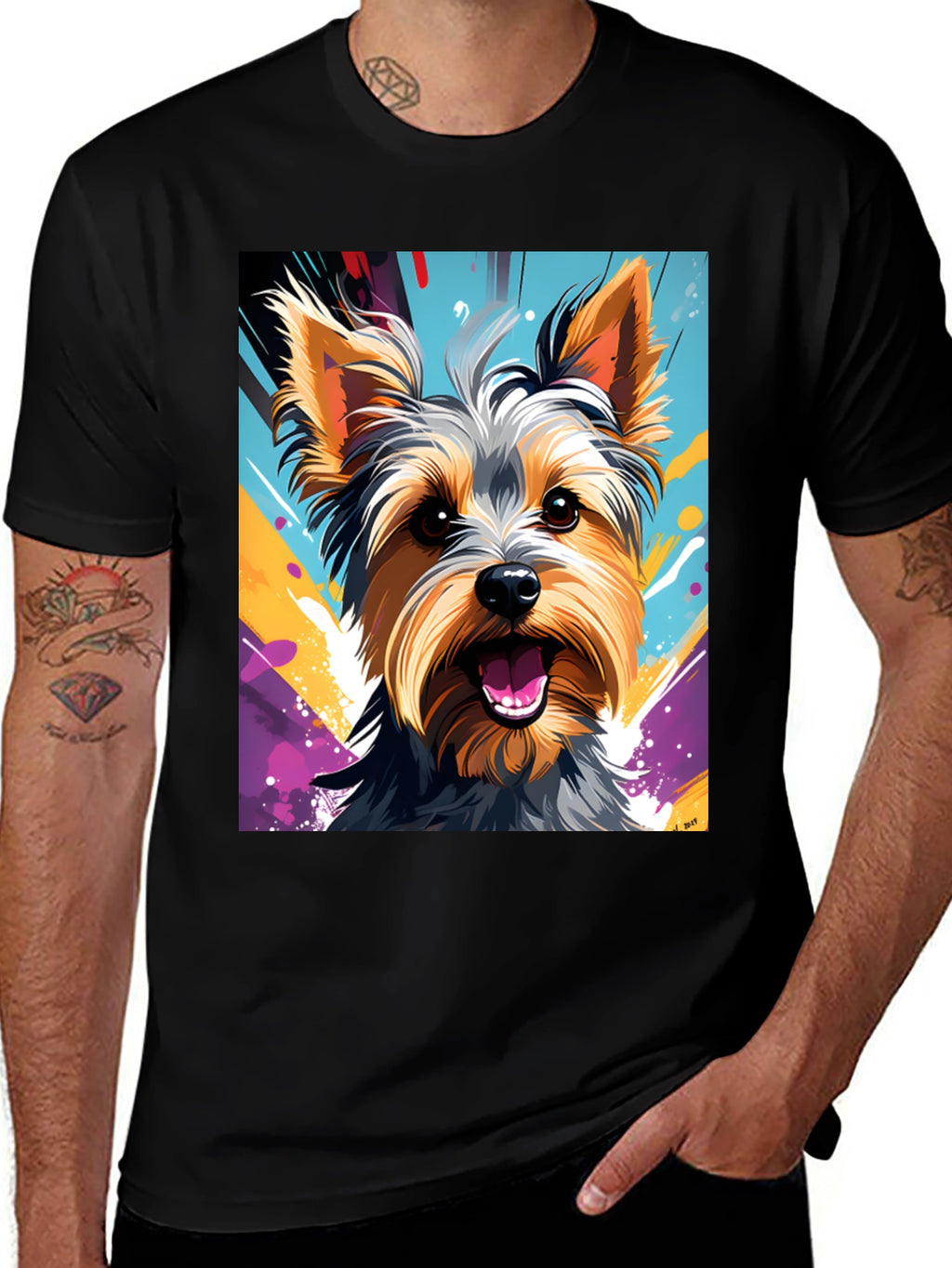 Yorkie Dog Art Graphic T-Shirt