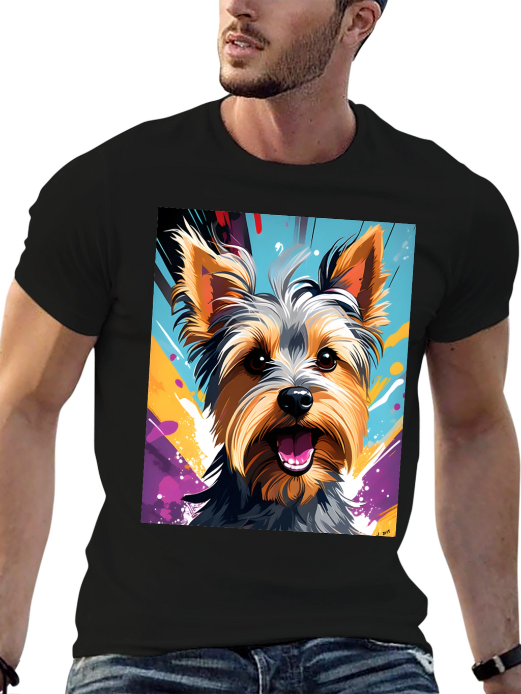 Yorkie Dog Art Graphic T-Shirt