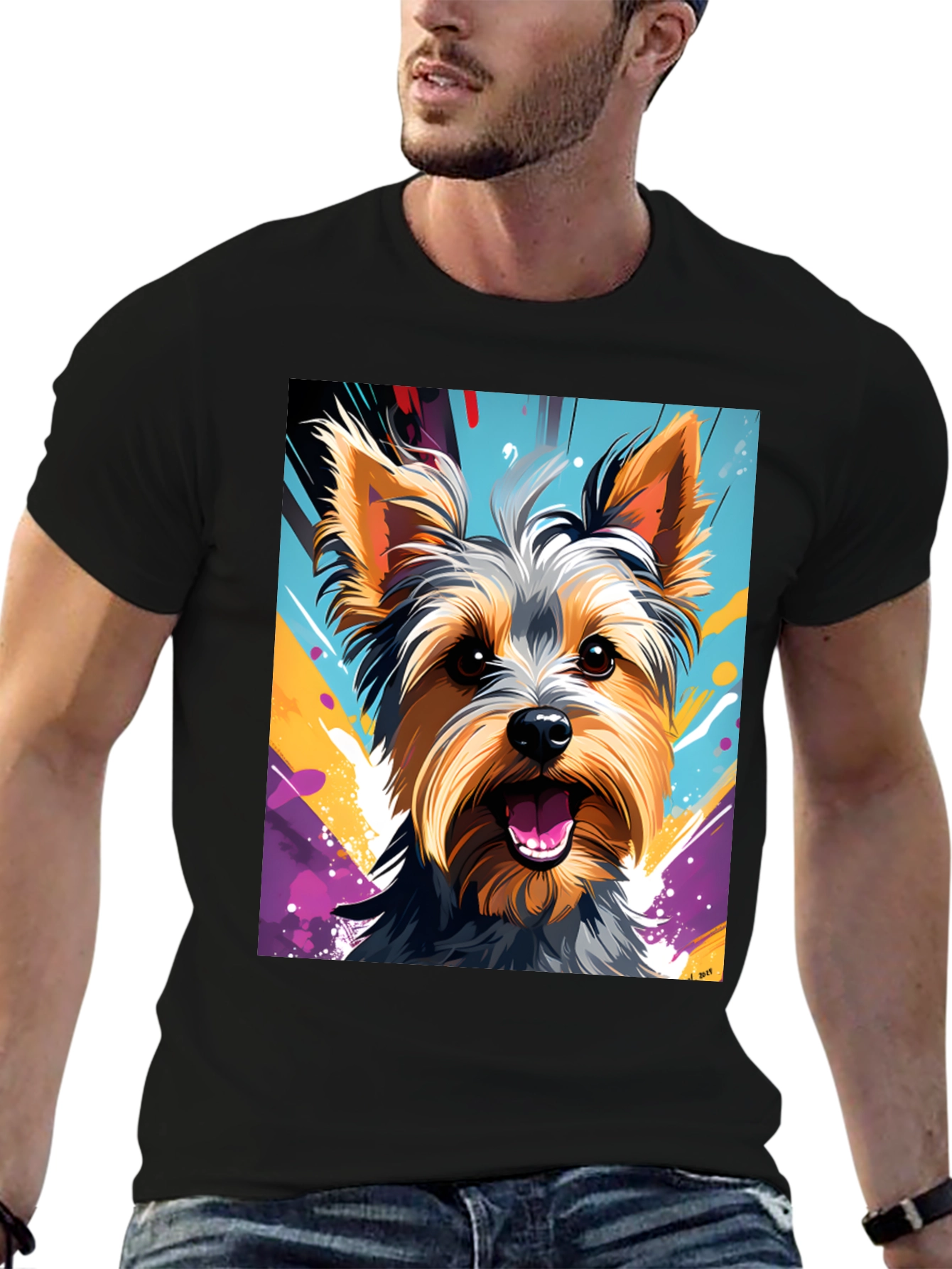 Yorkie Dog Art Graphic T-Shirt