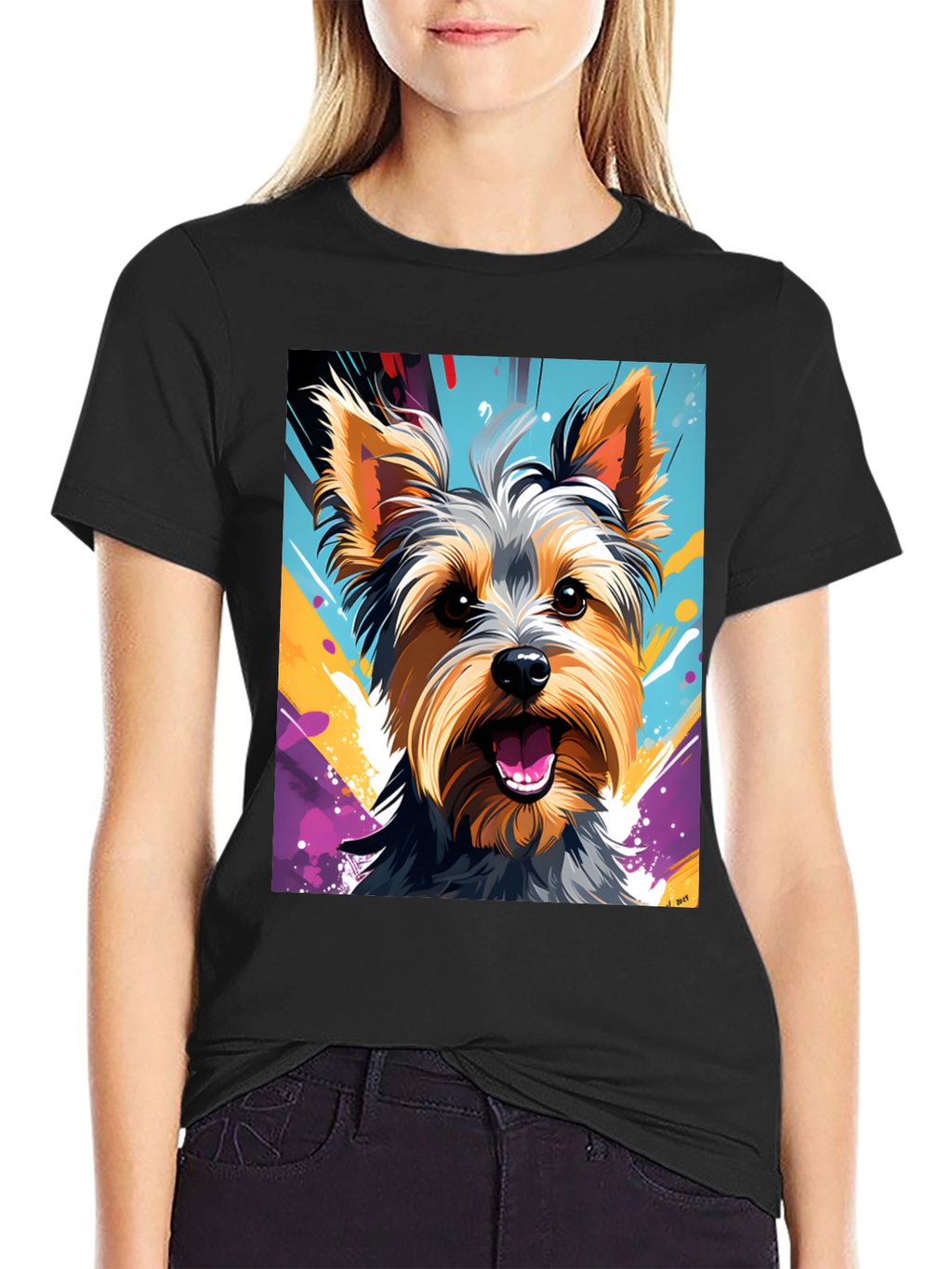 Yorkie Dog Art Graphic T-Shirt