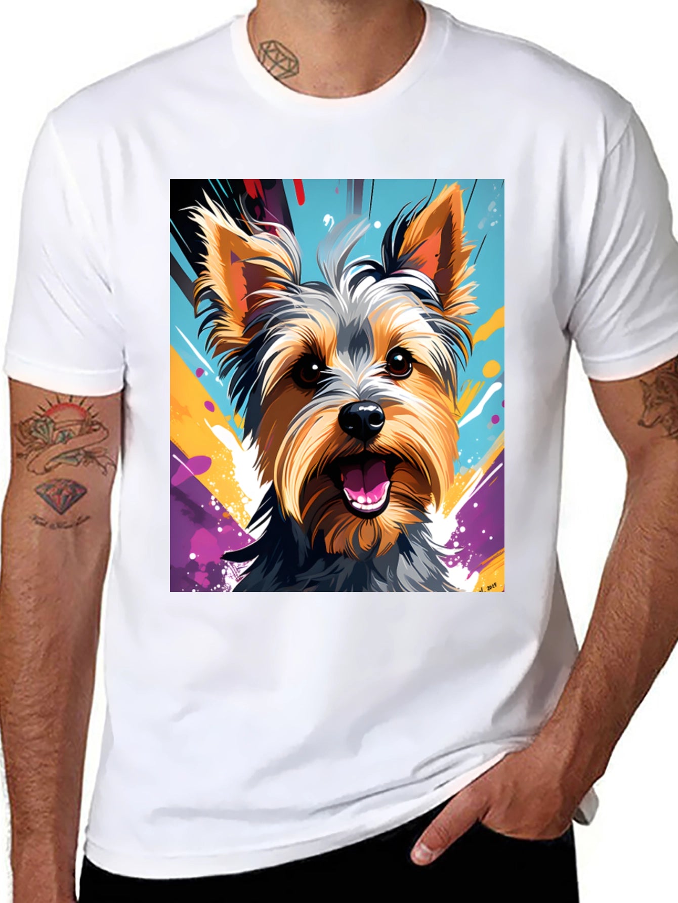 Yorkie Dog Art Graphic T-Shirt