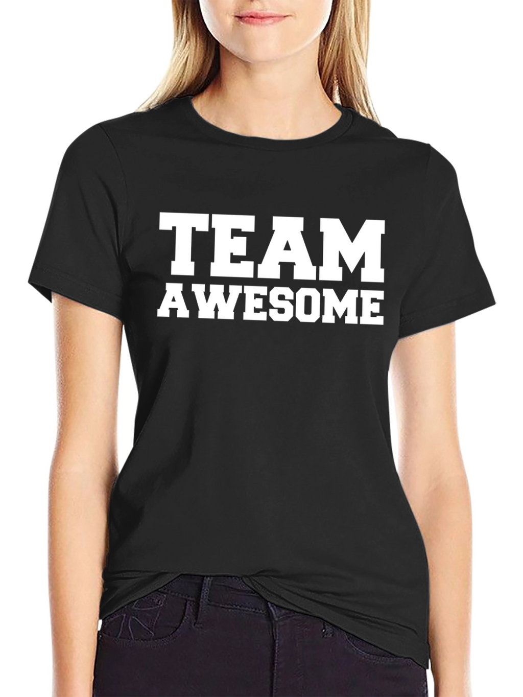 Team Awesome Graphic Tee - Black Crew Neck T-Shirt