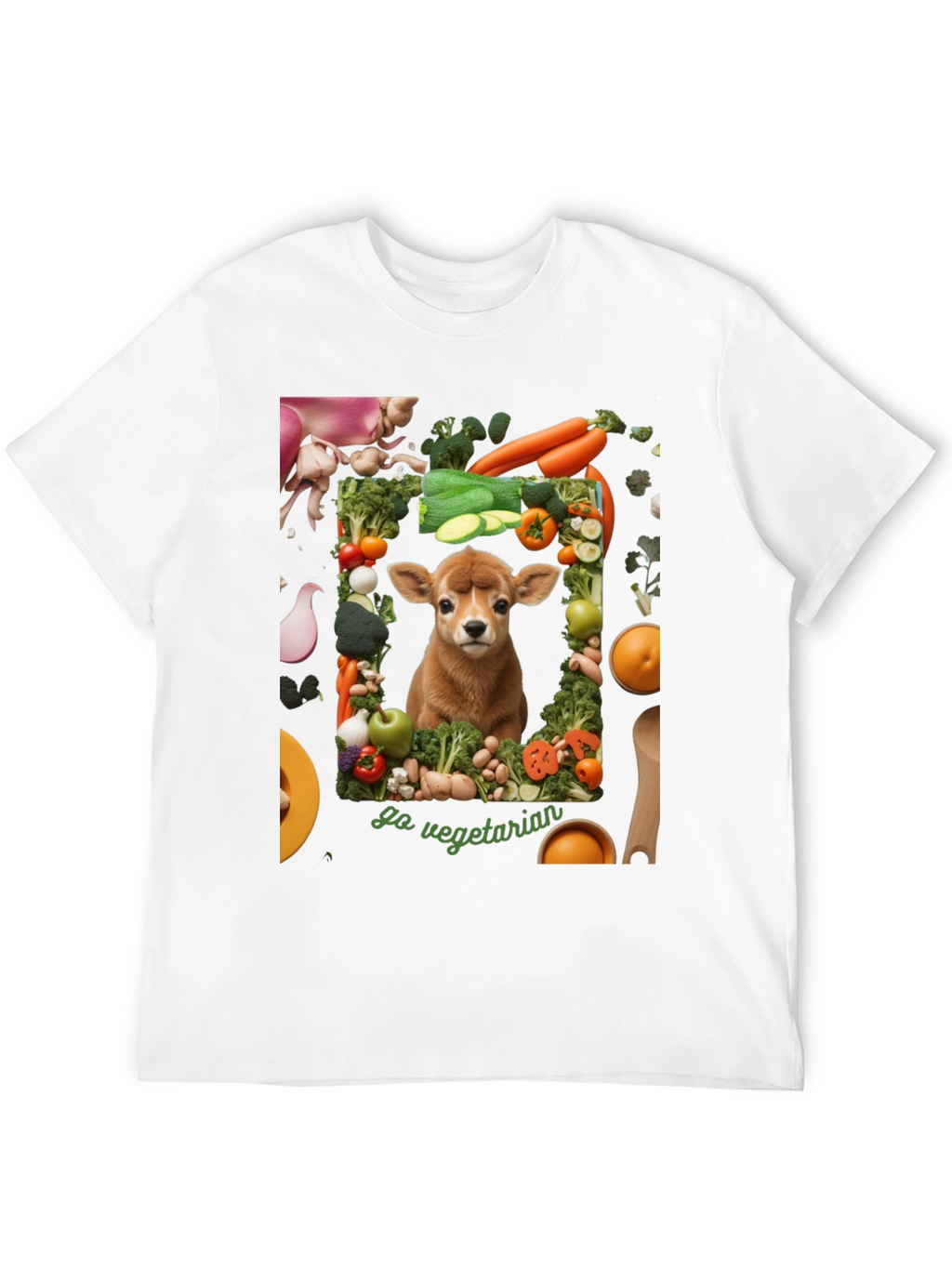 Go Vegetarian T-Shirt - Animal & Vegetable Design