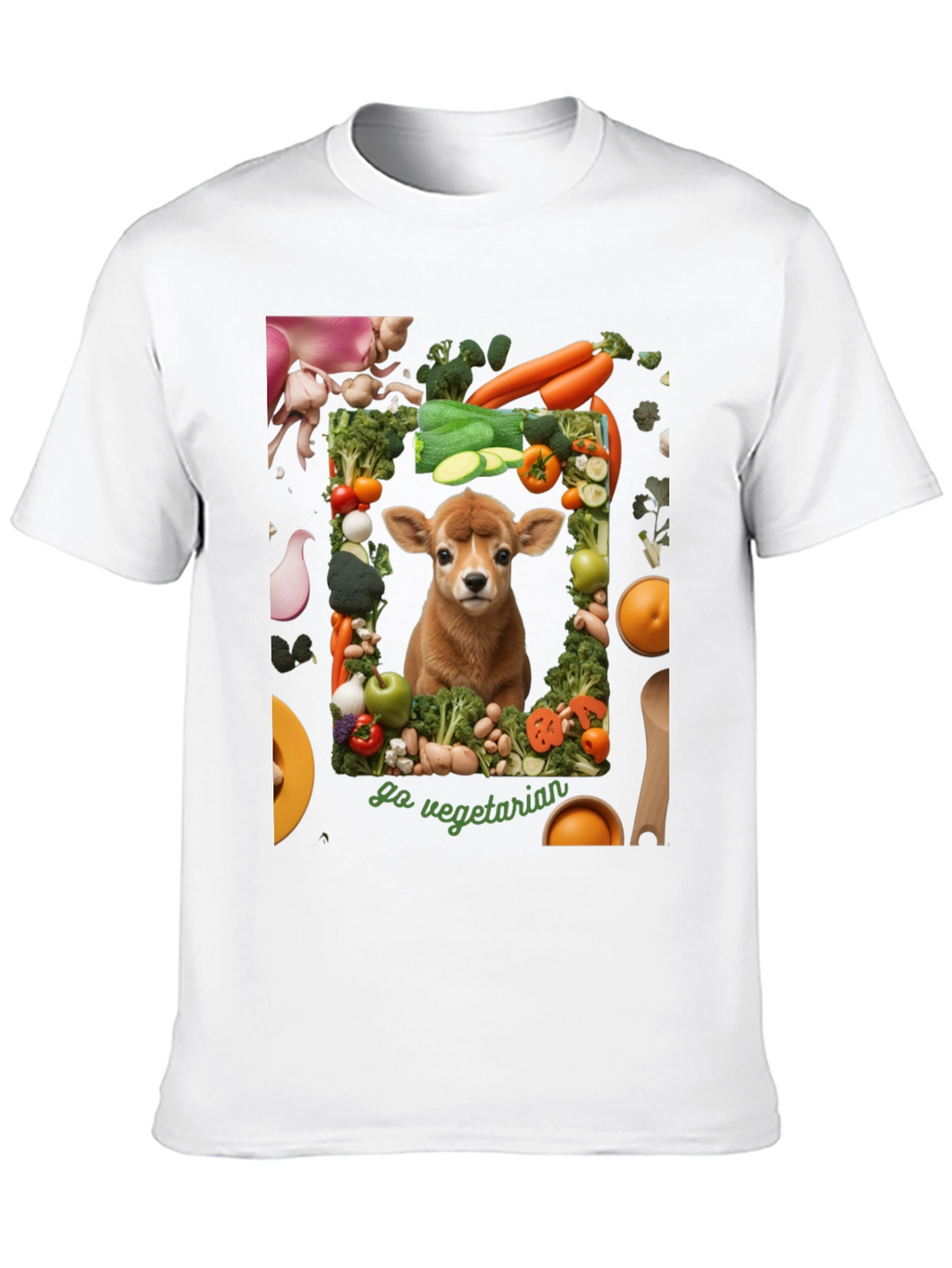 Go Vegetarian T-Shirt - Animal & Vegetable Design