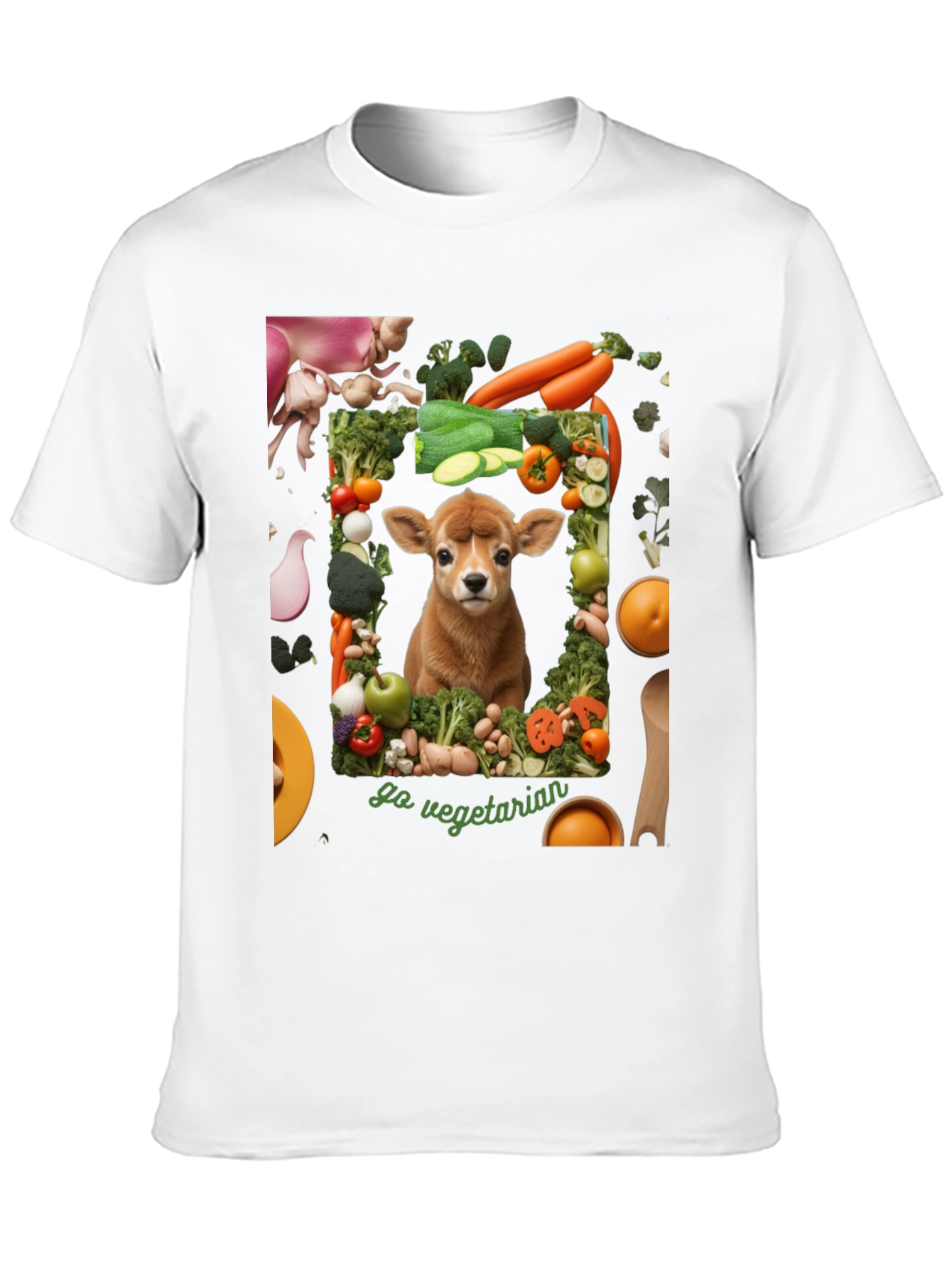 Go Vegetarian T-Shirt - Animal & Vegetable Design