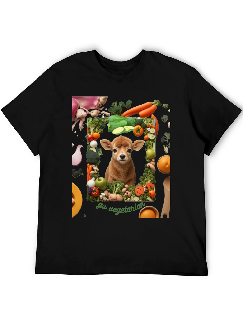 Go Vegetarian T-Shirt - Animal & Vegetable Design