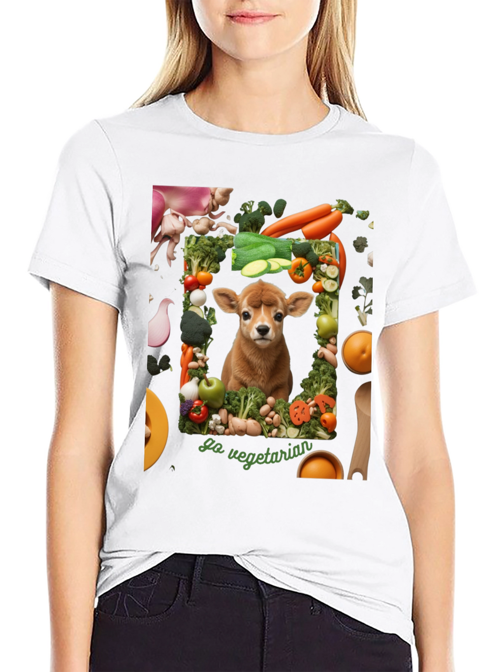 Go Vegetarian T-Shirt - Animal & Vegetable Design