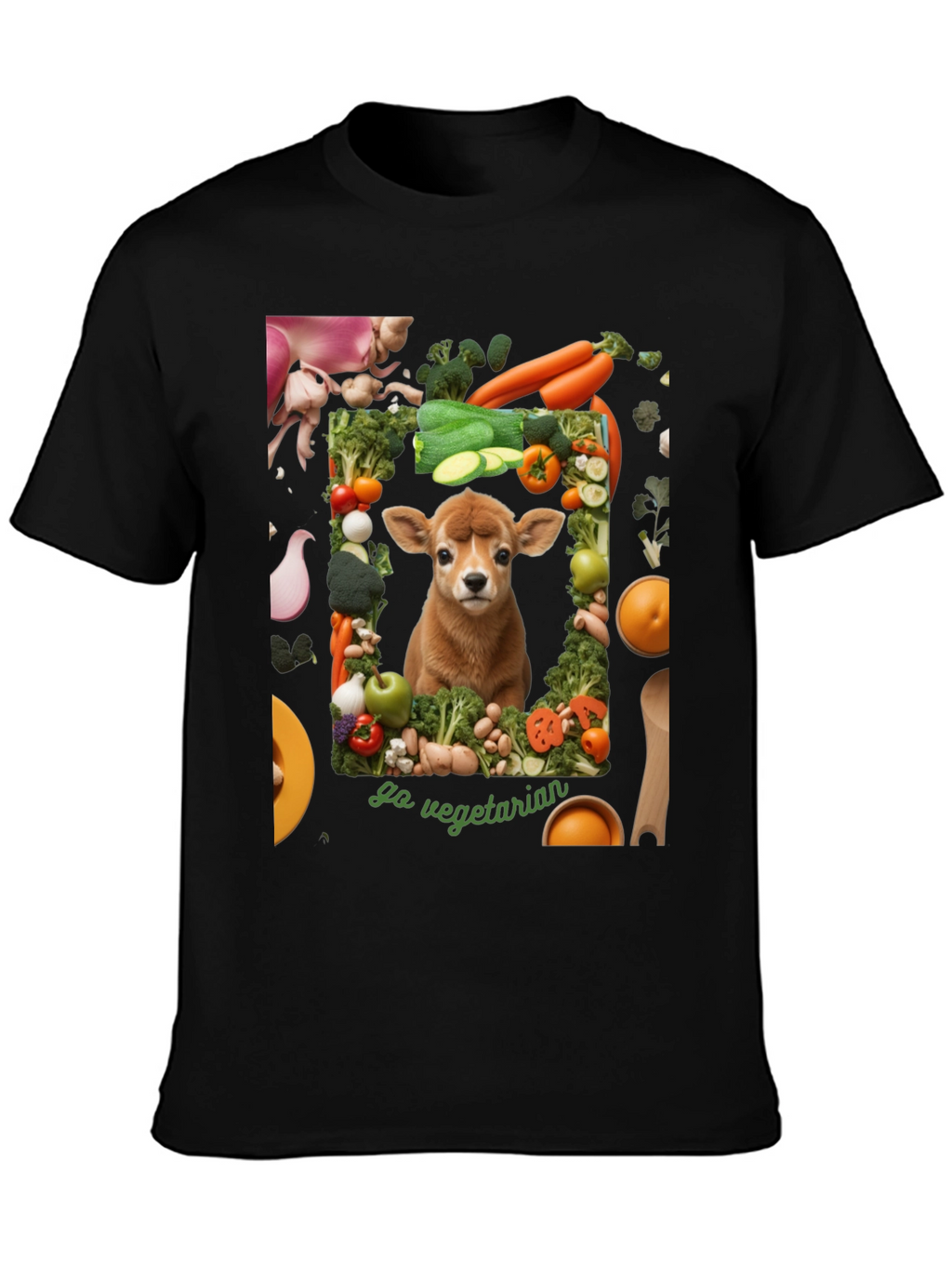 Go Vegetarian T-Shirt - Animal & Vegetable Design