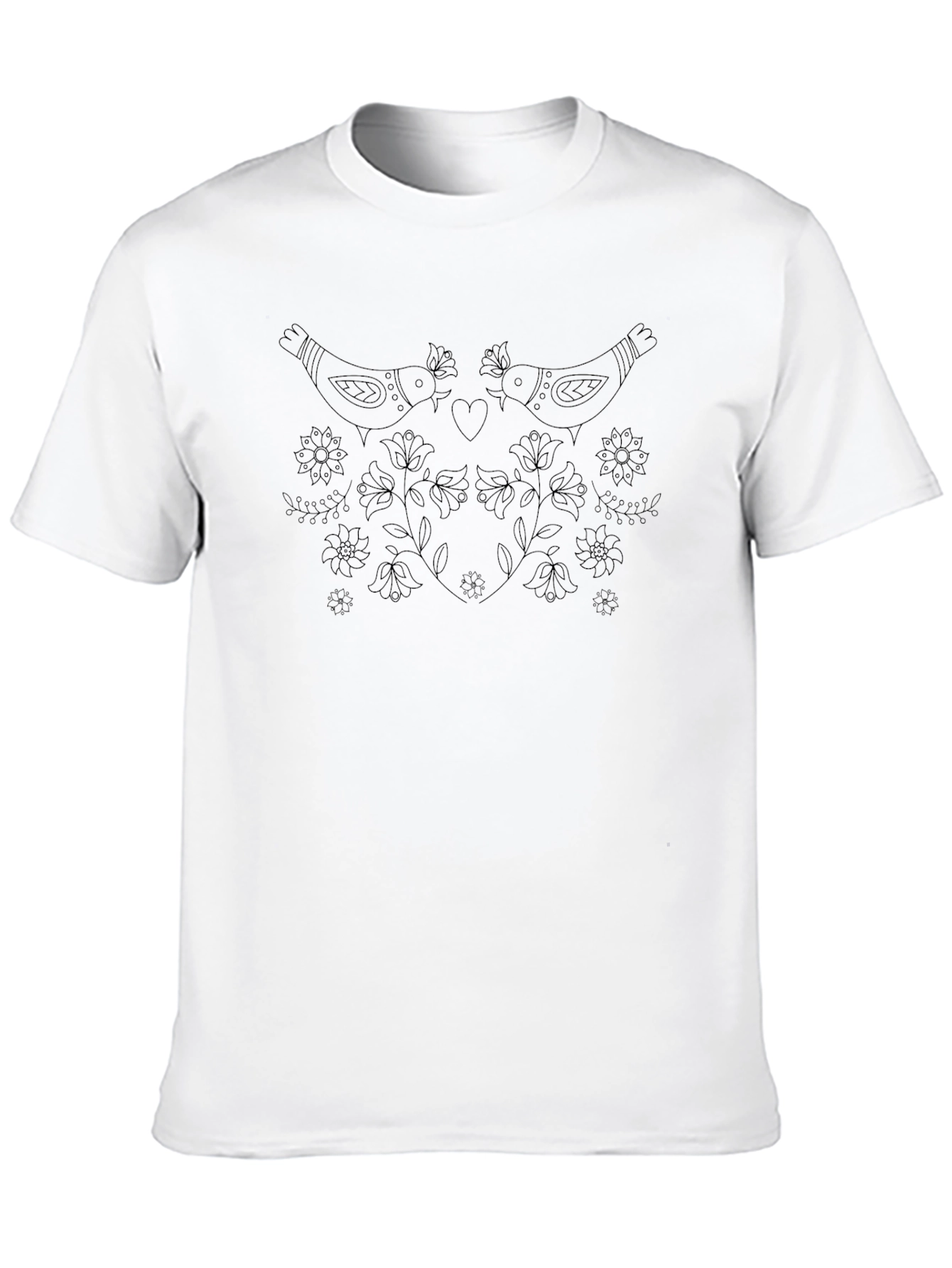 Lovebirds Floral Black T-Shirt