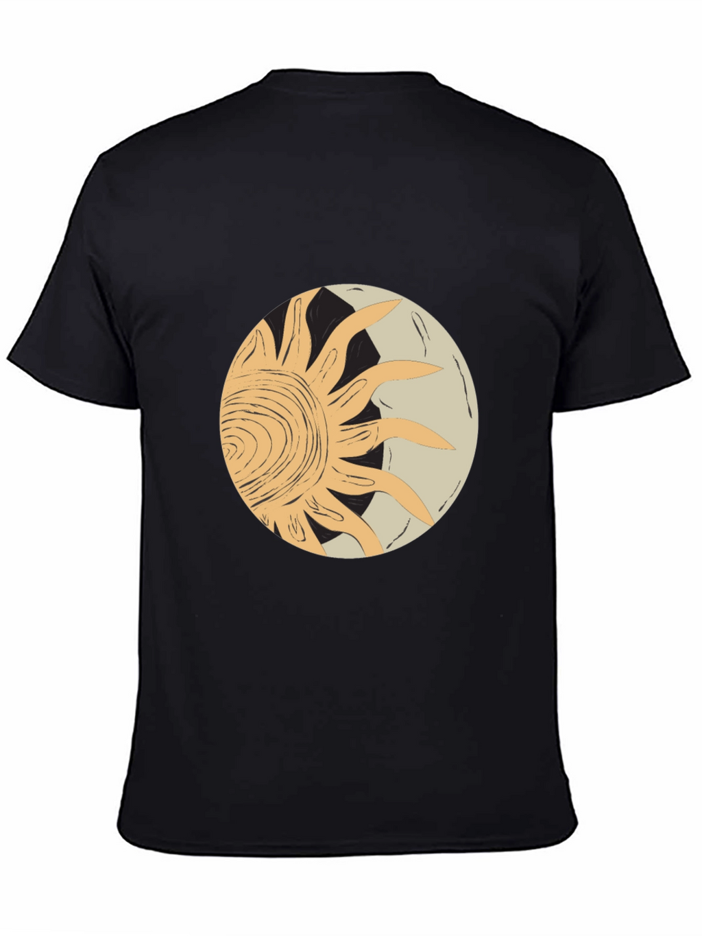 Abstract Sun & Moon Graphic Tee - Black