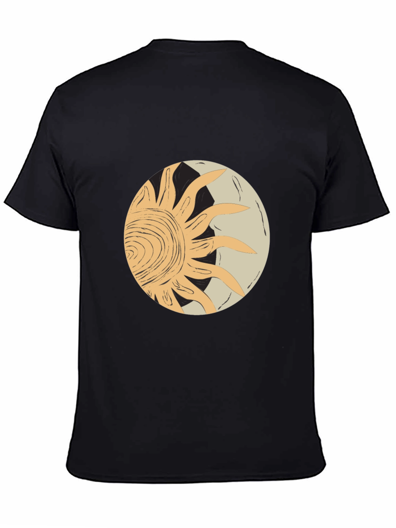 Abstract Sun & Moon Graphic Tee - Black