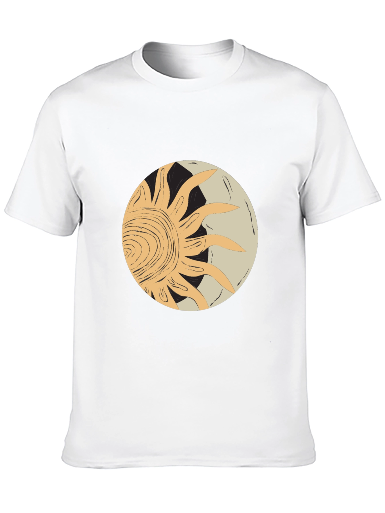Abstract Sun & Moon Graphic Tee - Black