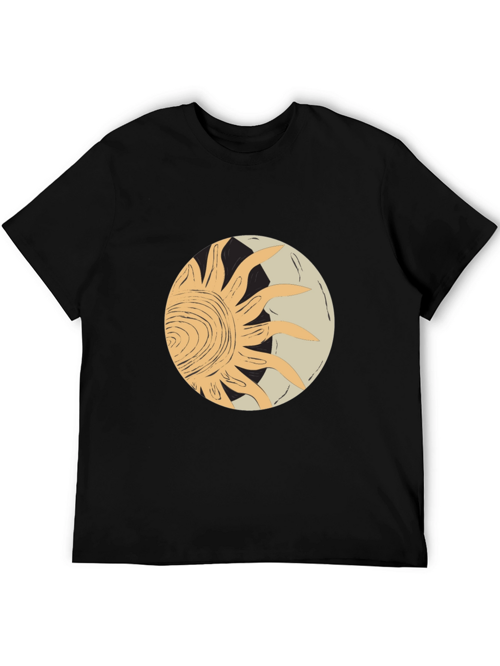 Abstract Sun & Moon Graphic Tee - Black