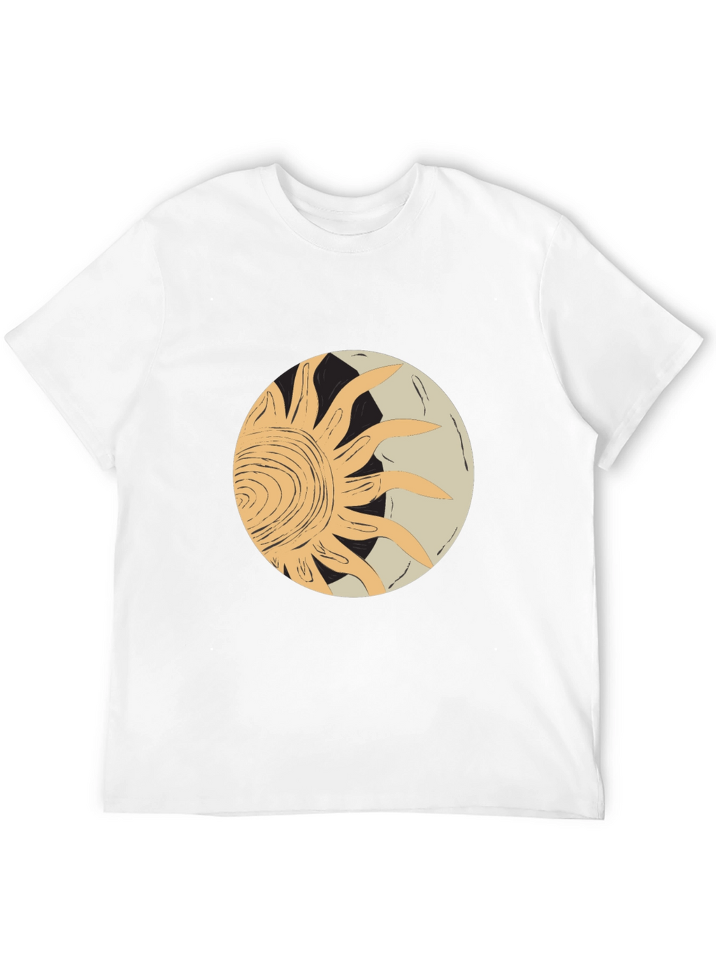 Abstract Sun & Moon Graphic Tee - Black