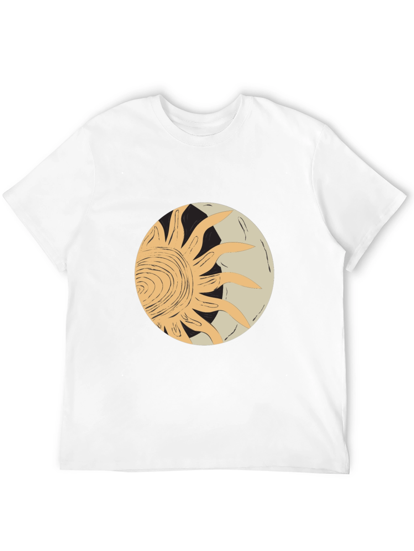 Abstract Sun & Moon Graphic Tee - Black