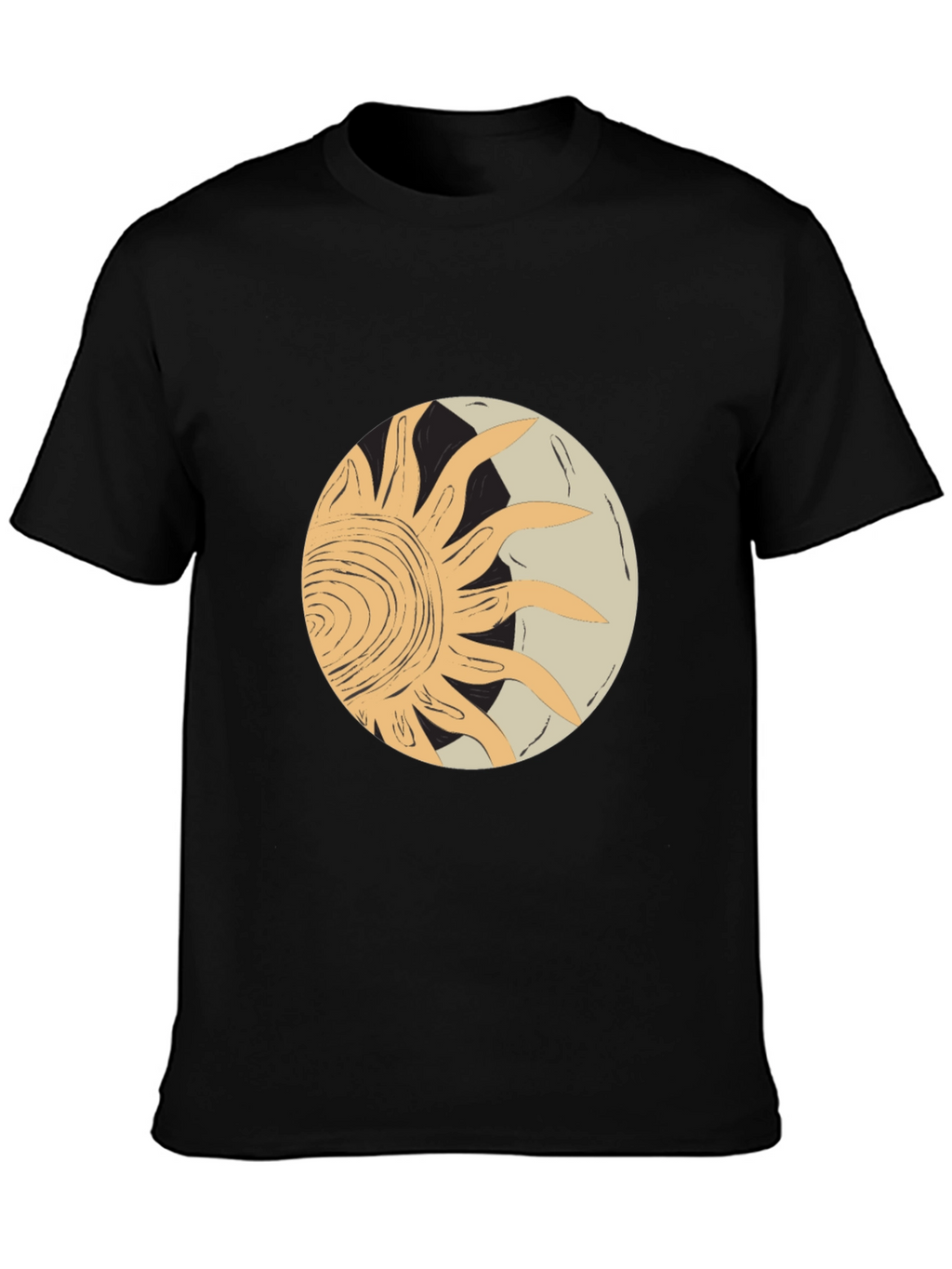 Abstract Sun & Moon Graphic Tee - Black