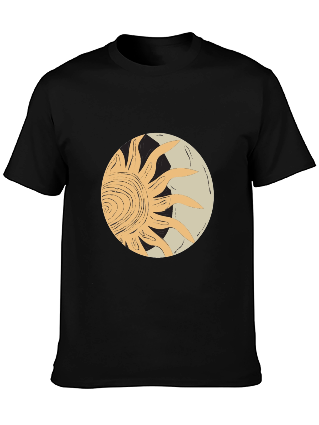 Abstract Sun & Moon Graphic Tee - Black