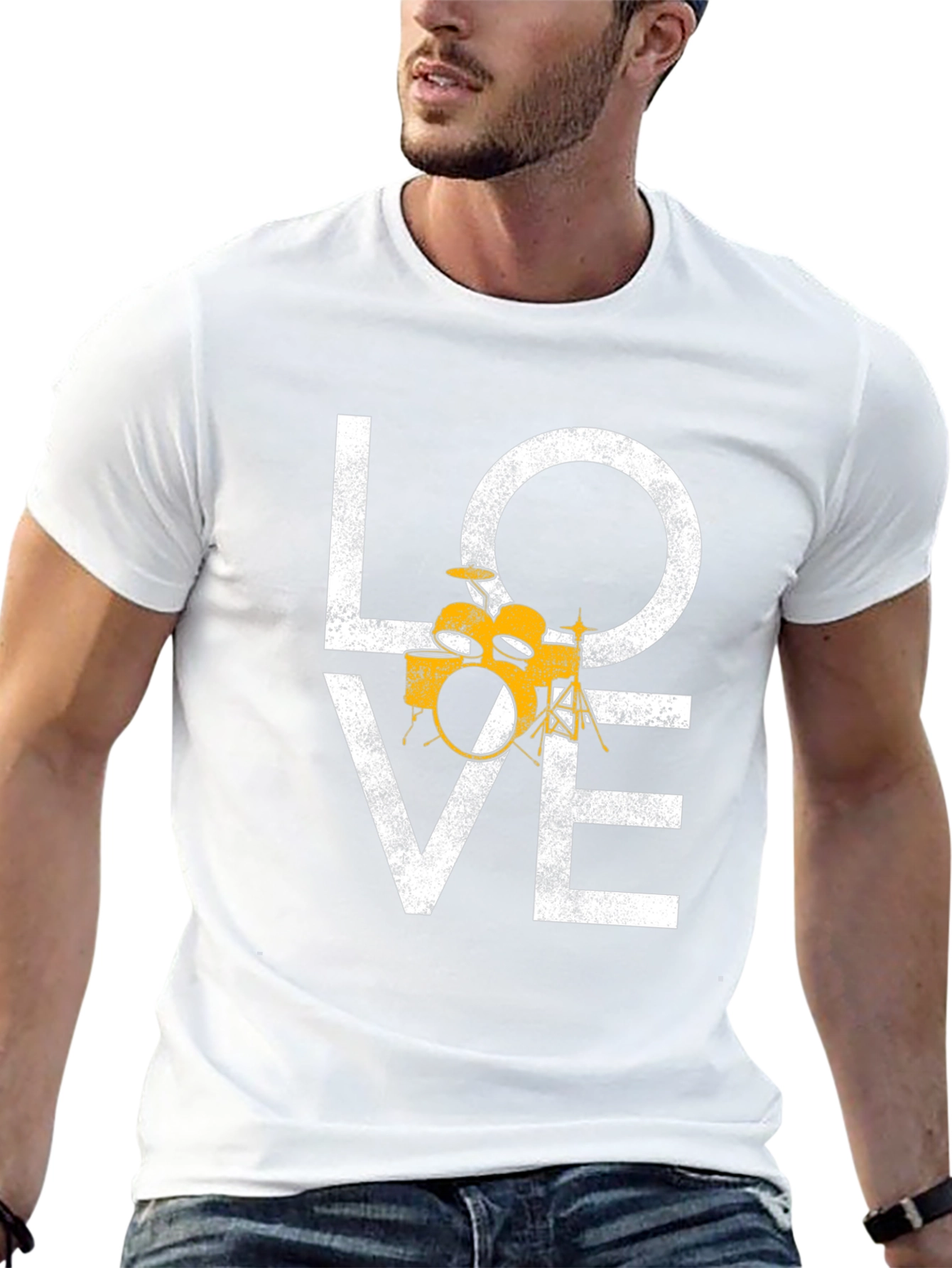 Love Drums Graphic Tee - Black Cotton T-Shirt
