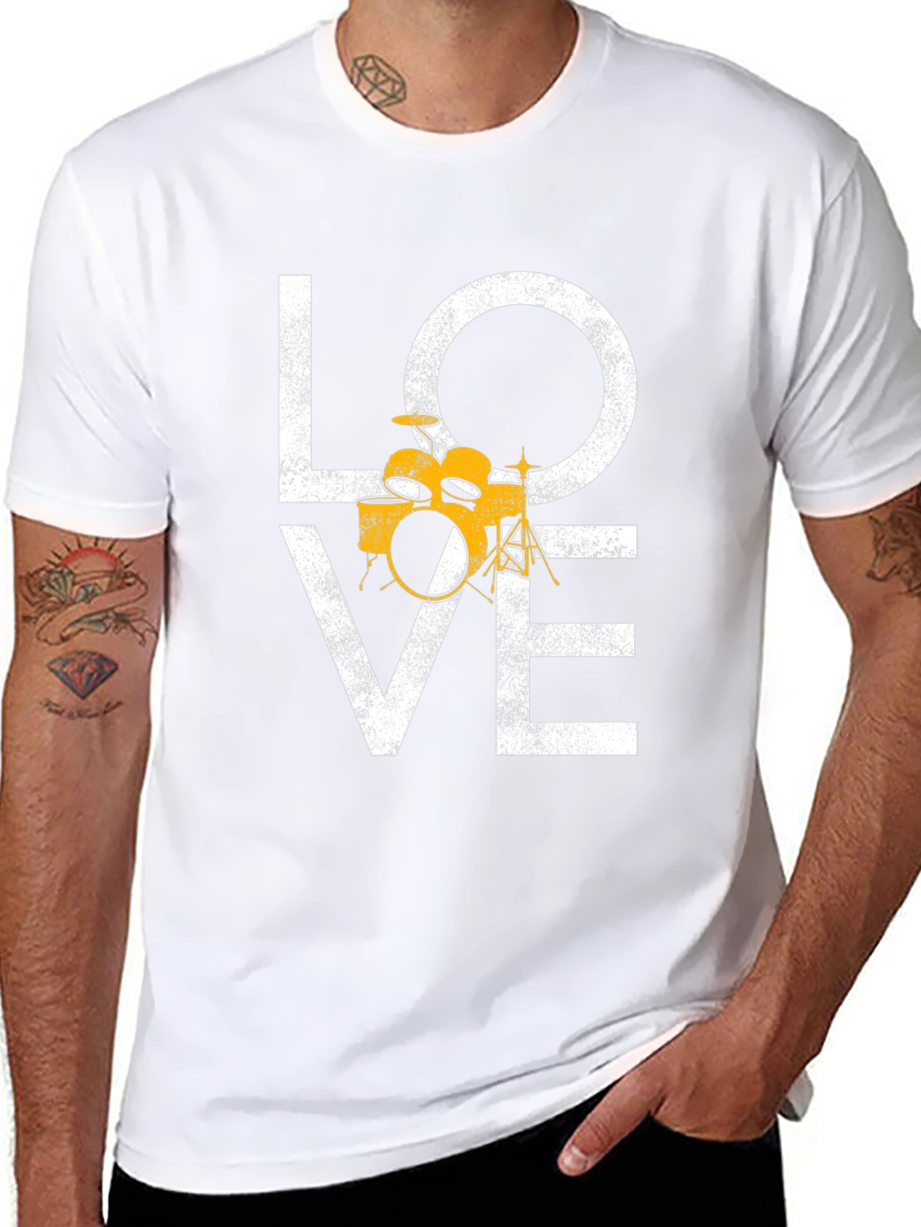 Love Drums Graphic Tee - Black Cotton T-Shirt