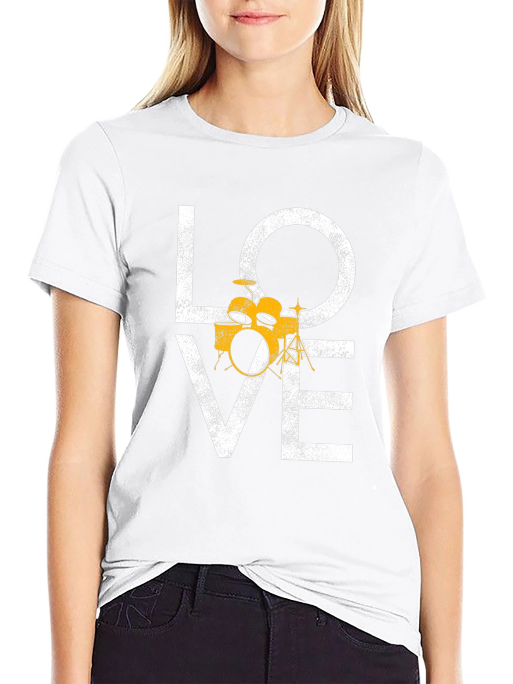 Love Drums Graphic Tee - Black Cotton T-Shirt