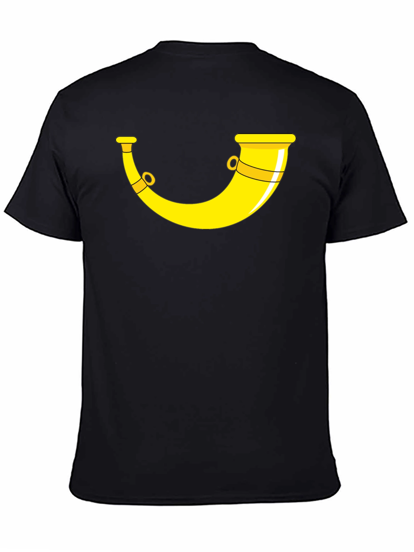 Yellow Bugle Horn Black T-Shirt