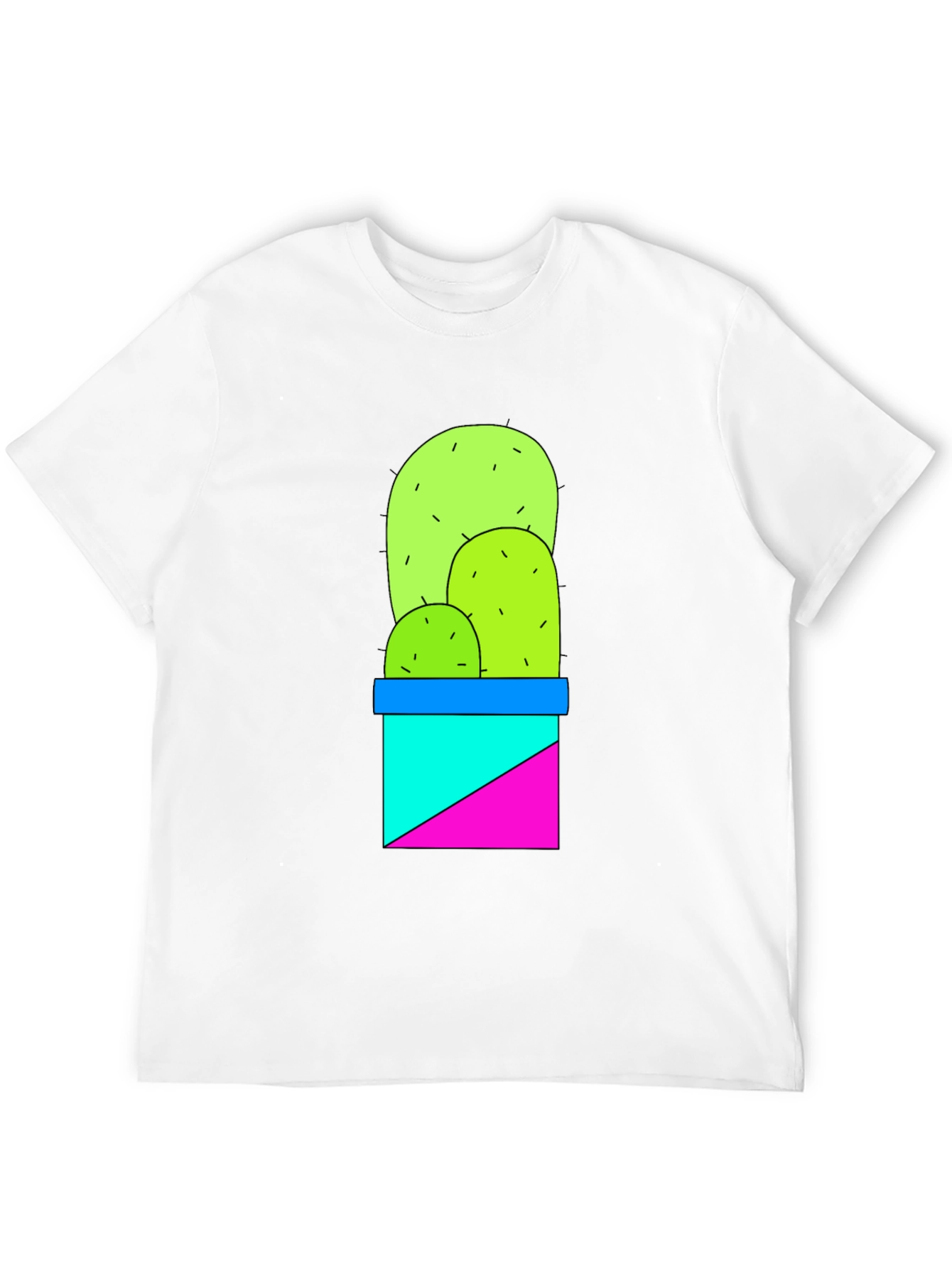 Cactus Graphic Tee - Trendy Geometric Design
