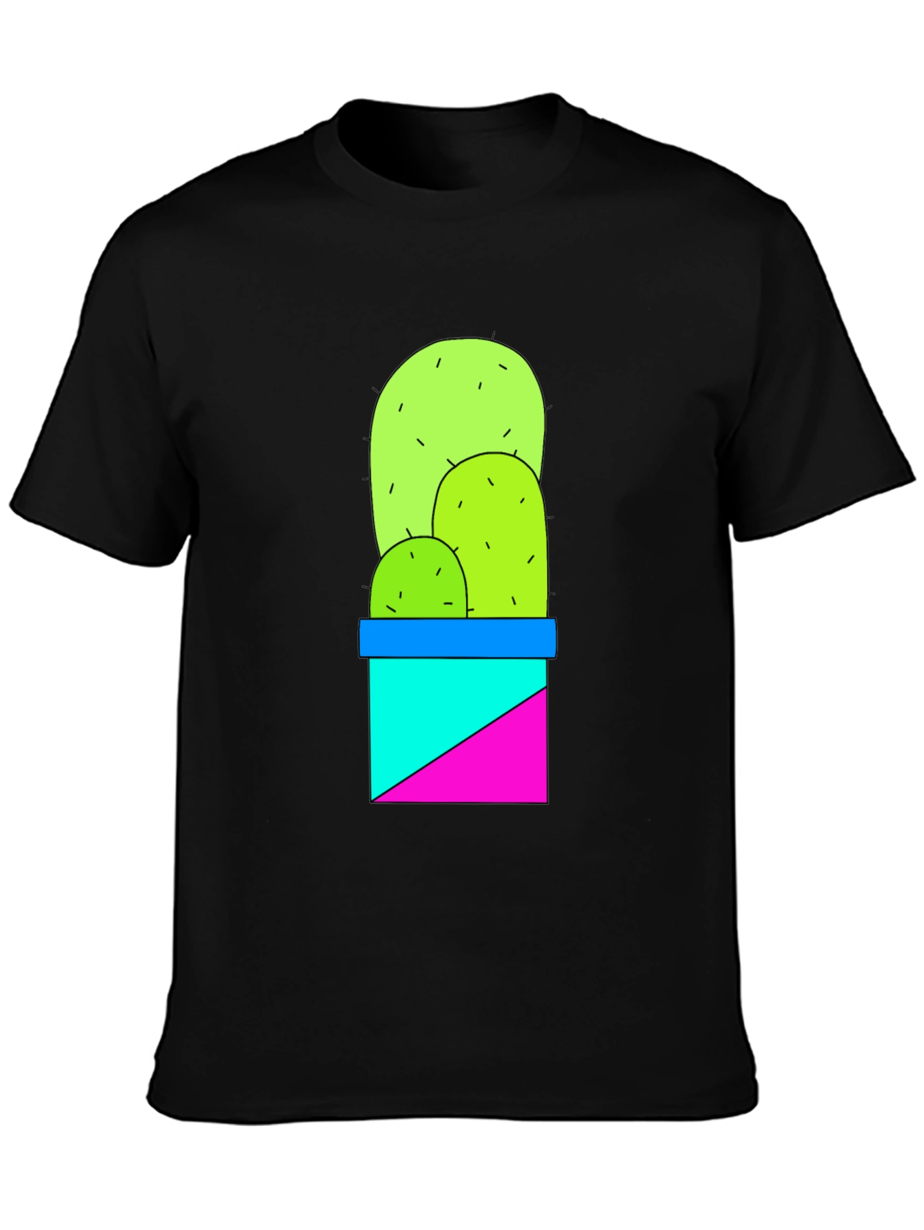 Cactus Graphic Tee - Trendy Geometric Design
