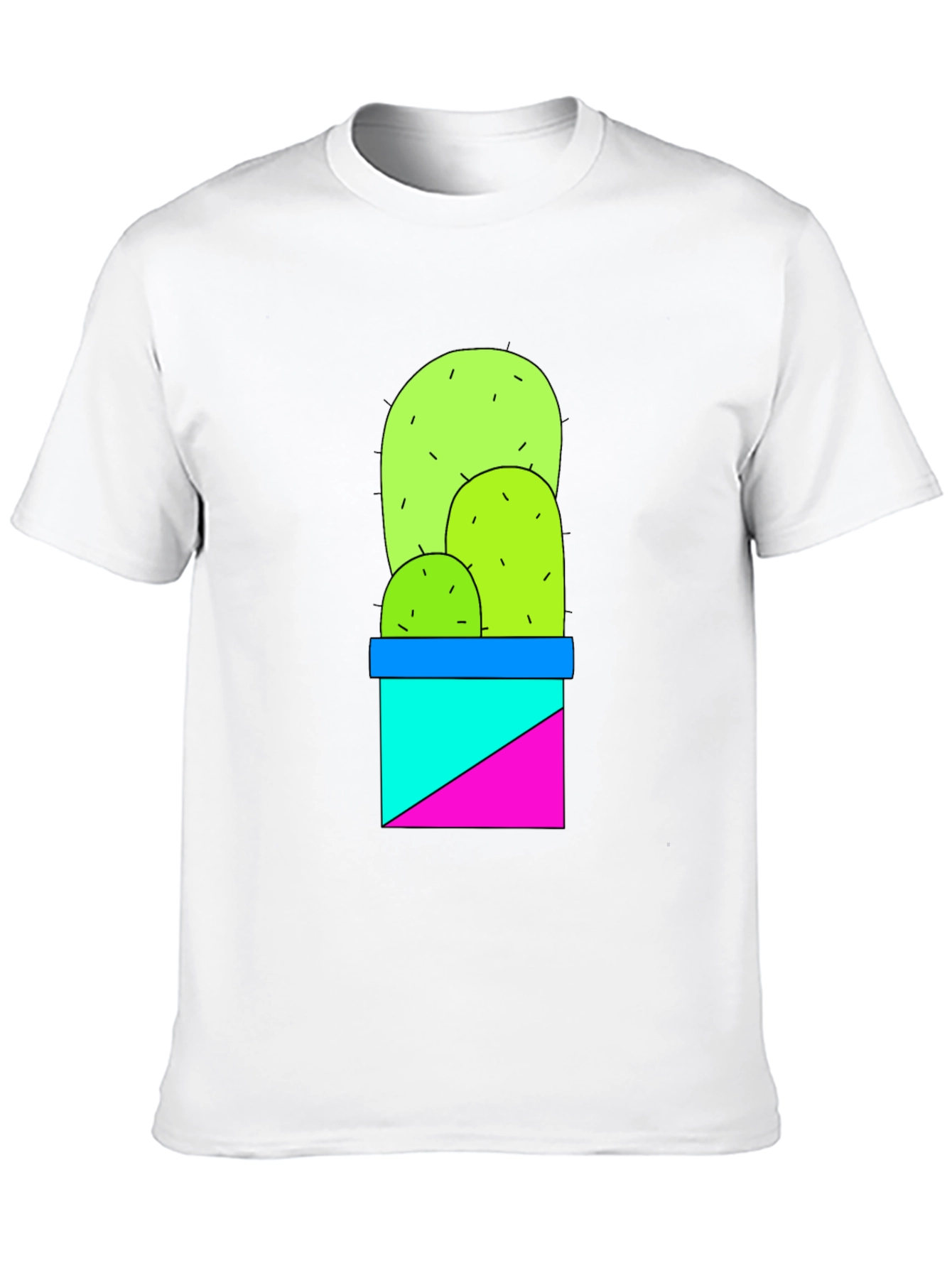 Cactus Graphic Tee - Trendy Geometric Design