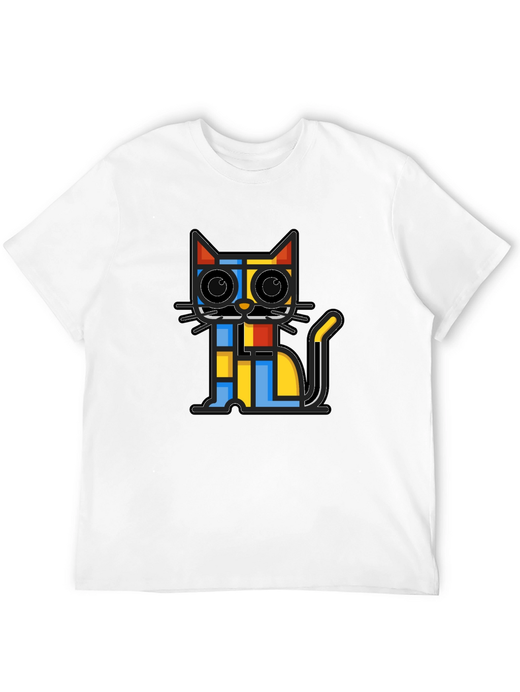 Geometric Cat Graphic Black T-Shirt