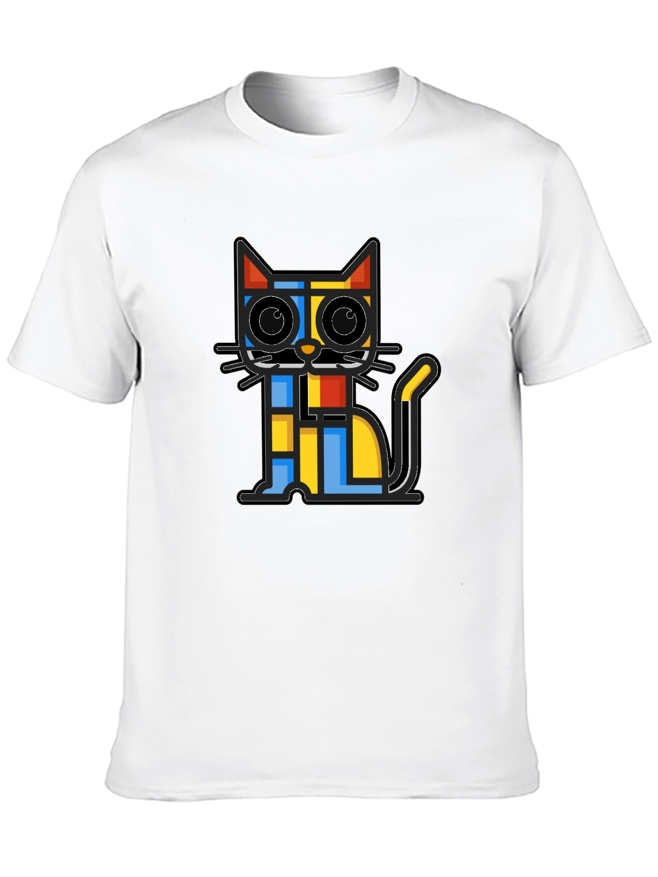 Geometric Cat Graphic Black T-Shirt