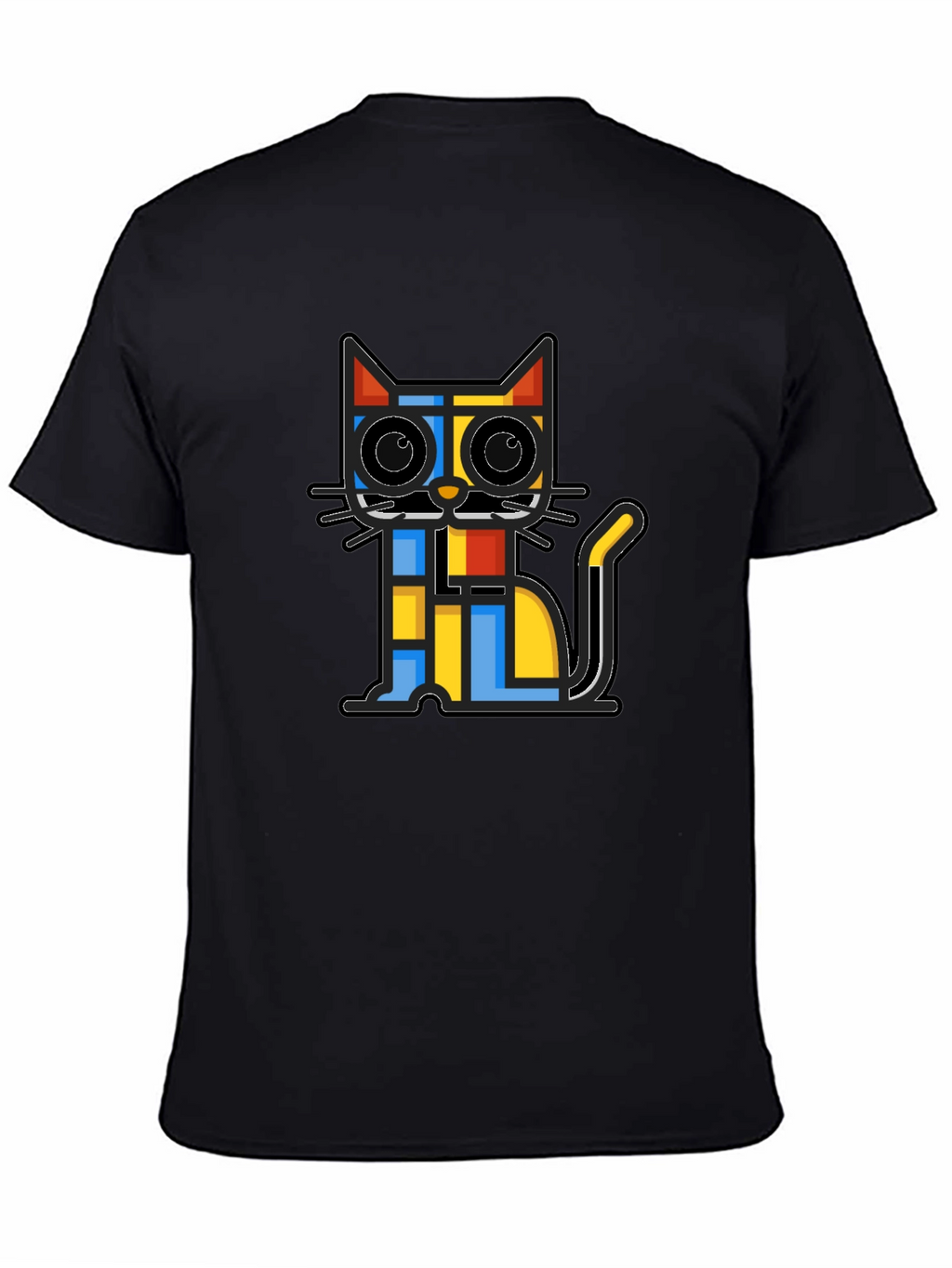 Geometric Cat Graphic Black T-Shirt