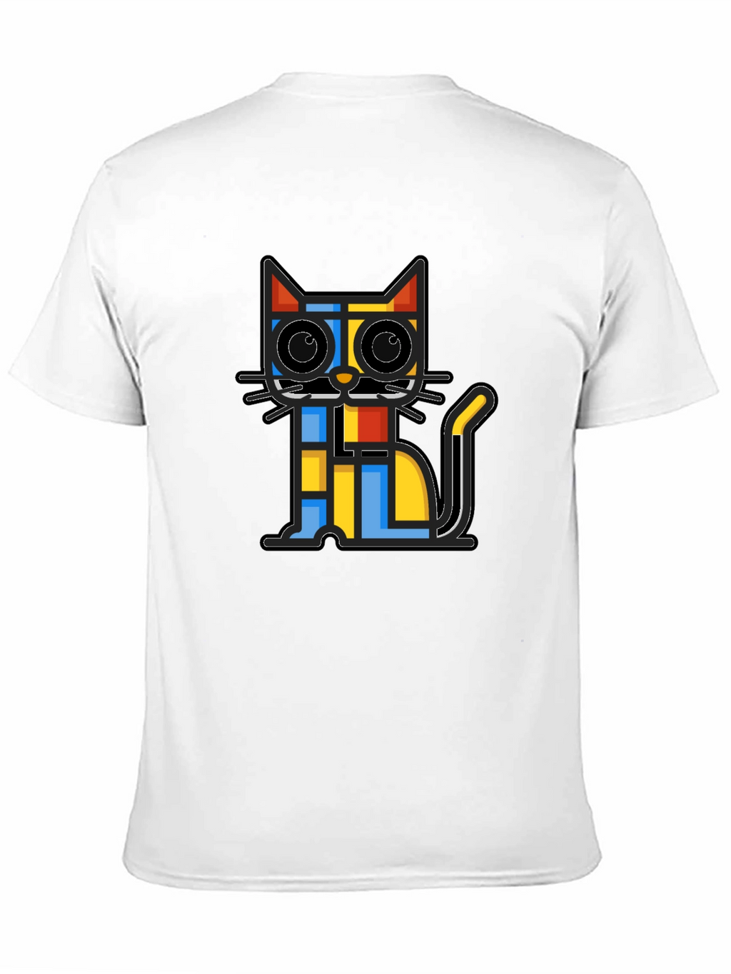 Geometric Cat Graphic Black T-Shirt