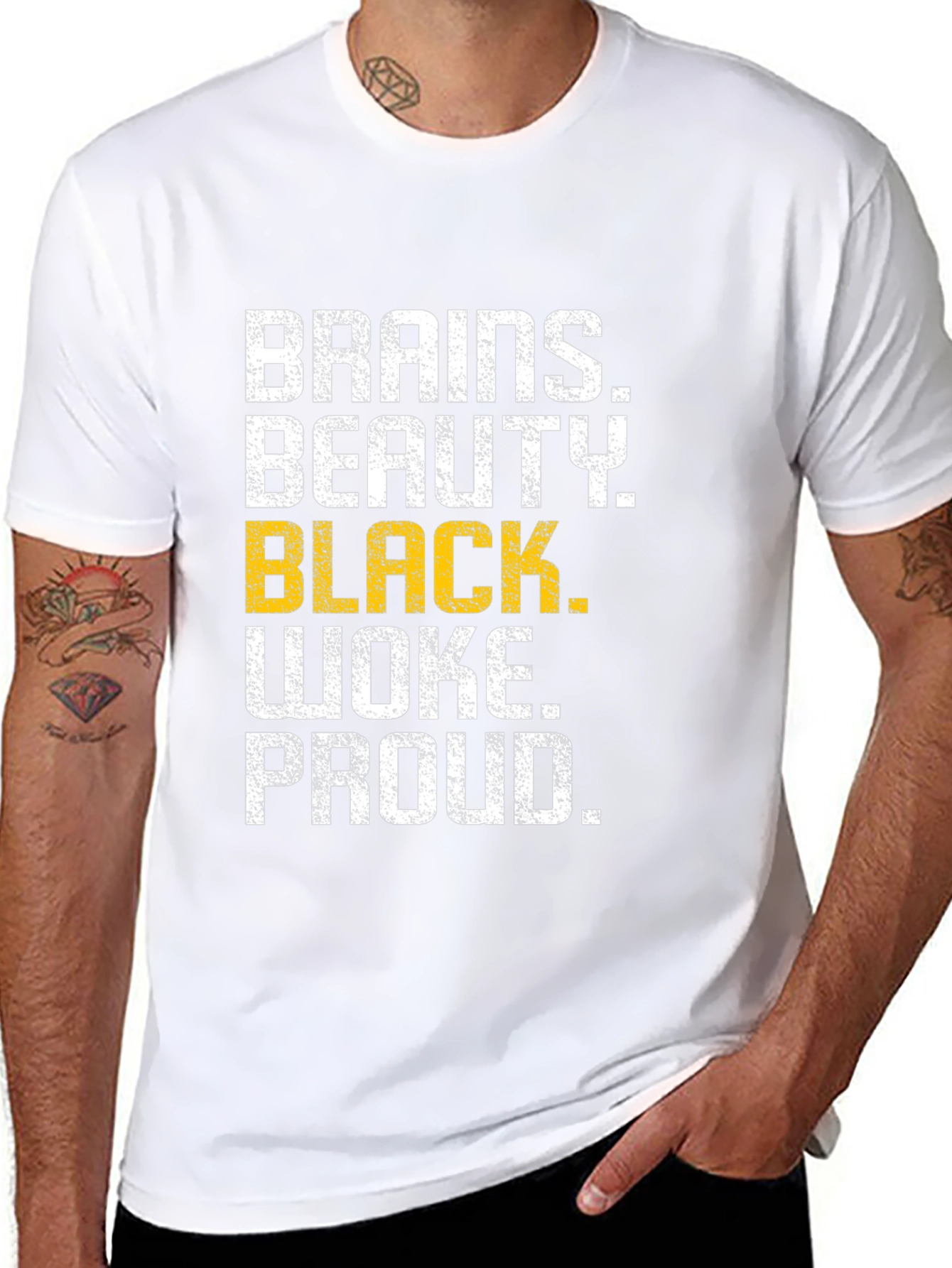 Brains Beauty Black Woke Proud Graphic Tee