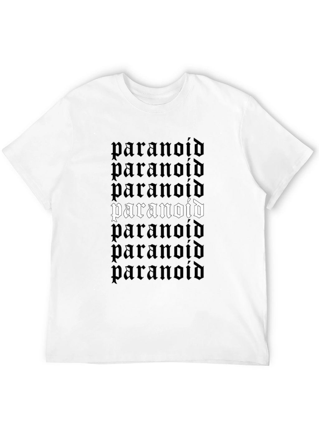Paranoid Graphic Tee - Gothic Style Black T-Shirt