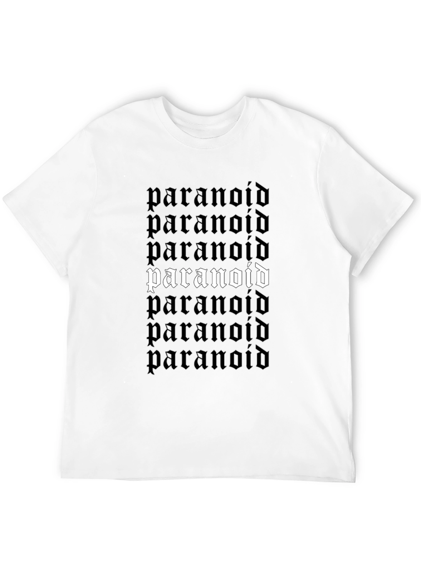 Paranoid Graphic Tee - Gothic Style Black T-Shirt