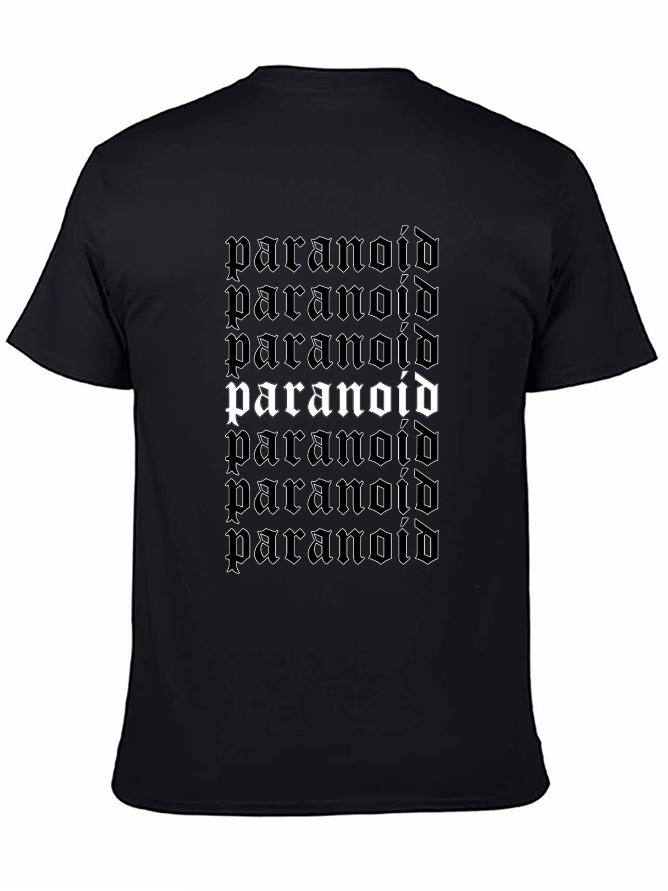 Paranoid Graphic Tee - Gothic Style Black T-Shirt