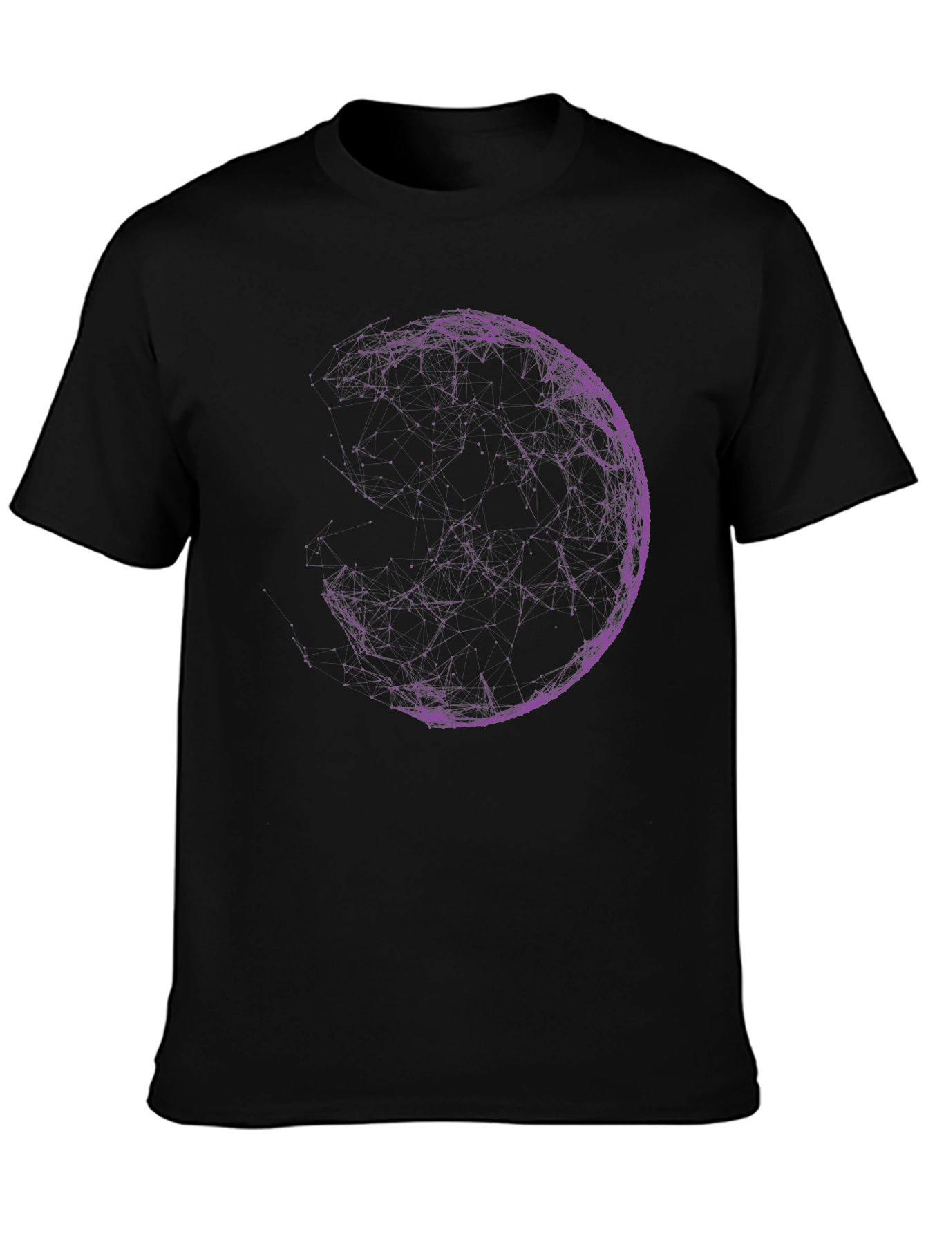 Abstract Purple Sphere Graphic Print Black T-Shirt